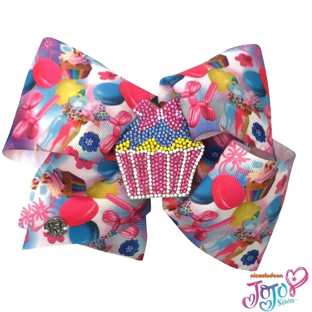Girls Burthday JoJo Siwa Sweet Celebrations Glitter Cupcake Large HairBow